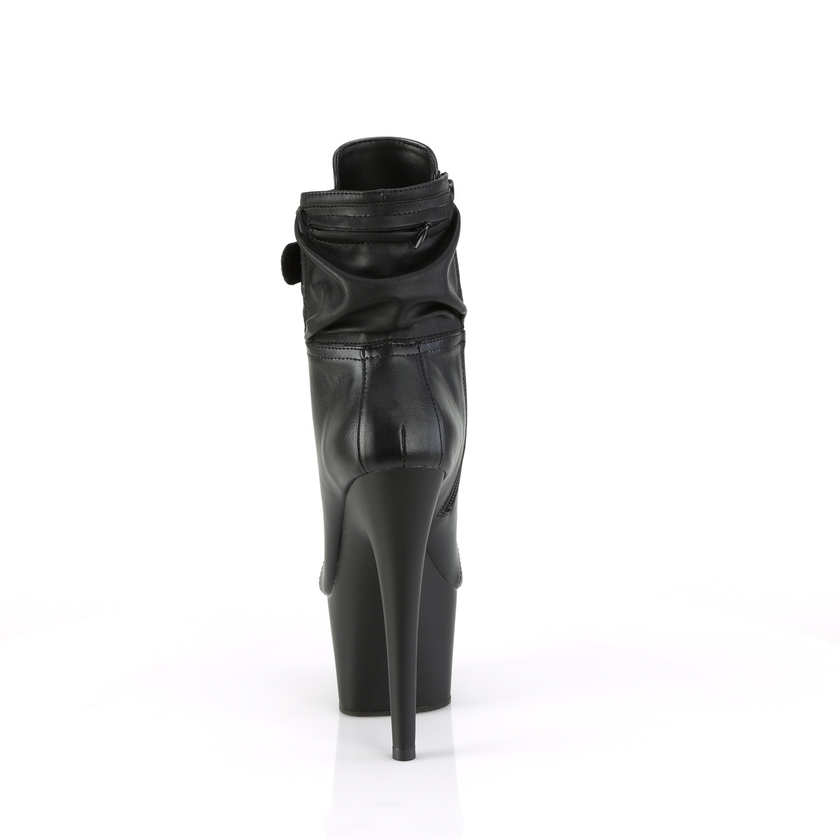 Pleaser Adore-1020POUCH BPU/M - Černé kotníkové kozačky na vysoké platformě