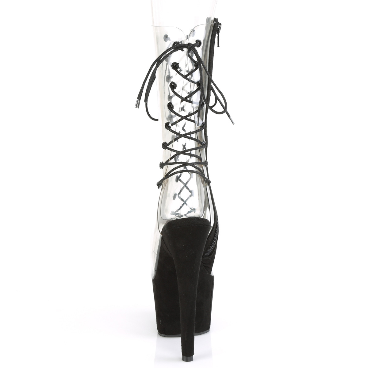 Pleaser Adore-700-60FS C/BFS - Průhledné kozačky s otevřenou špičkou na vysoké platformě