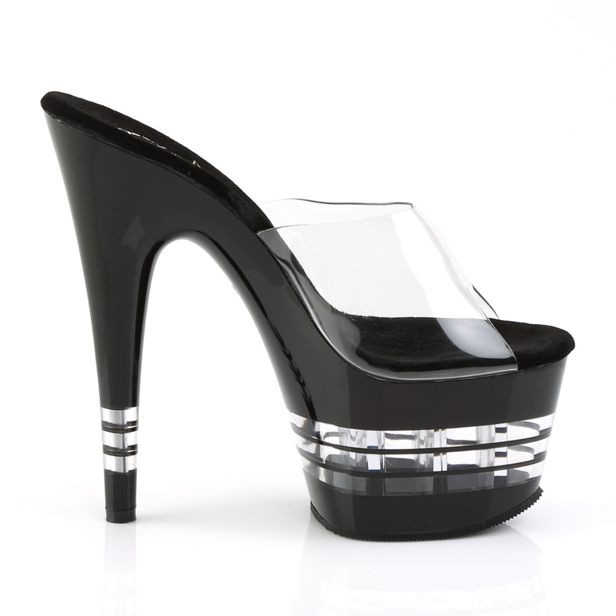 Pleaser Adore-701LN C/B - Průhledné sandály na vysoké platformě