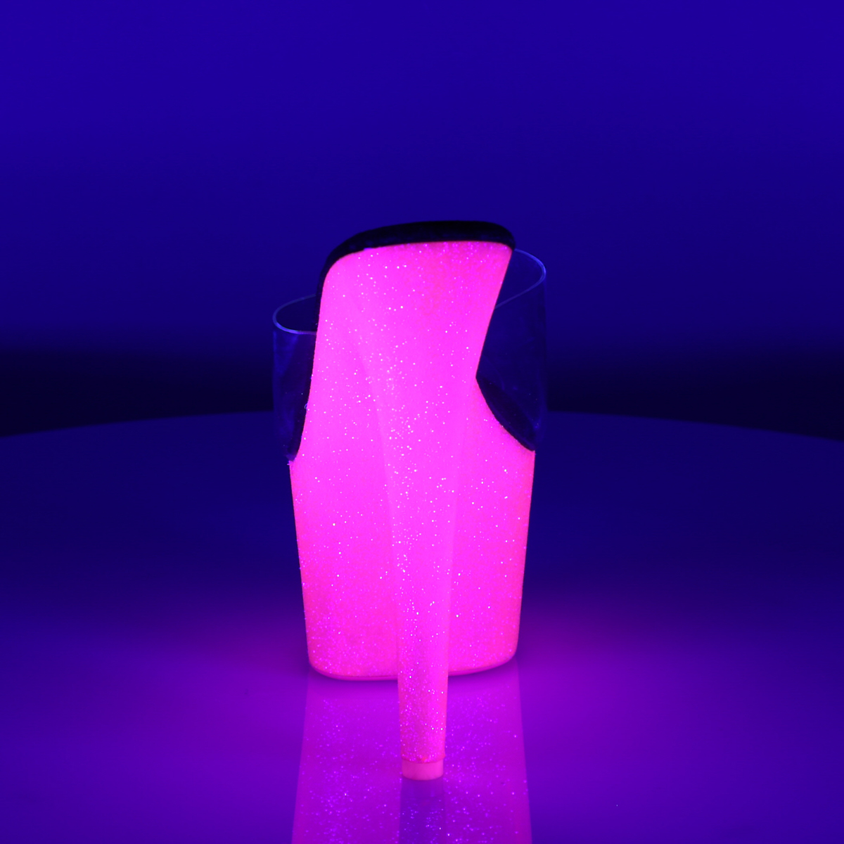 Pleaser Adore-701UVG C/NHPG - Průhledné uv reaktivní sandály na vysoké platformě
