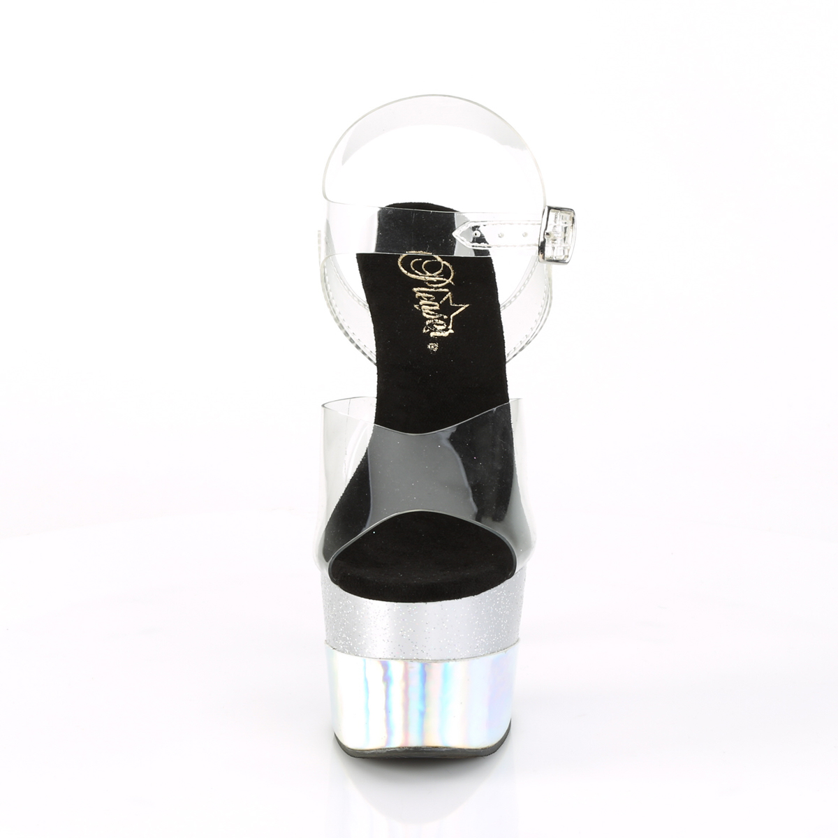 Pleaser Adore-708-2HGM C/SGHG - Průhledné sandály na vysoké platformě