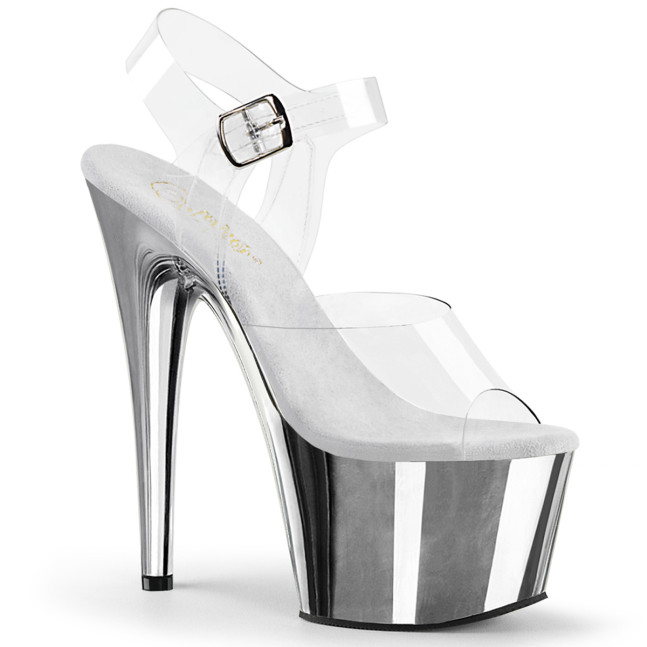 Pleaser Adore-708 C-M/SCH - Průhledné sandály na vysoké platformě