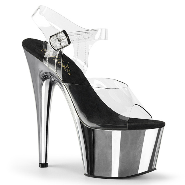 Pleaser Adore-708 C/SCH - Průhledné sandály na vysoké platformě