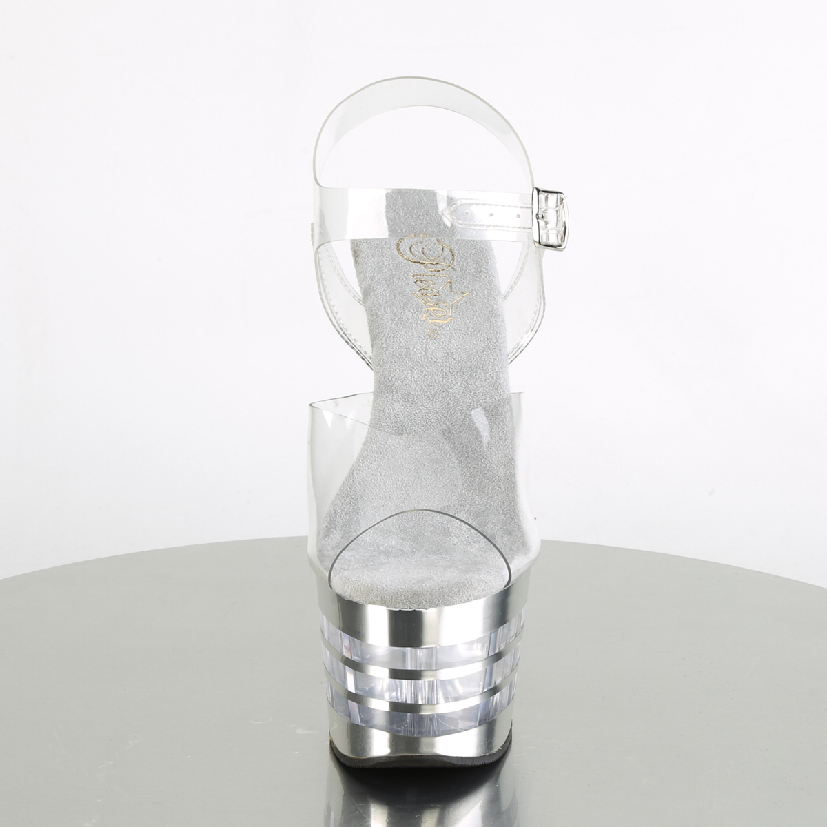Pleaser Adore-708CHLN C/SCH - Průhledné sandály na vysoké platformě
