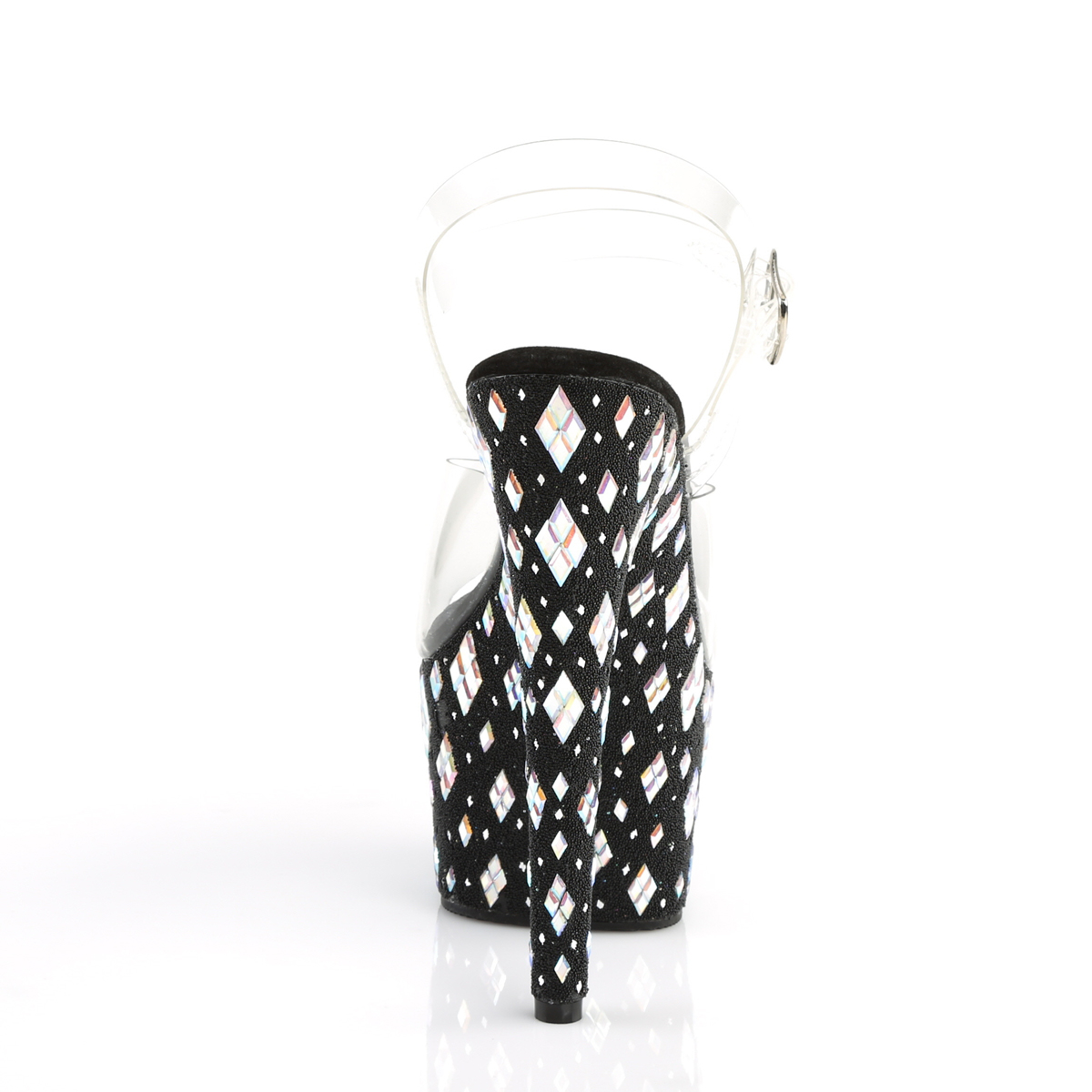Pleaser Adore-708DIAMOND C/B - Průhledné sandály na vysoké platformě