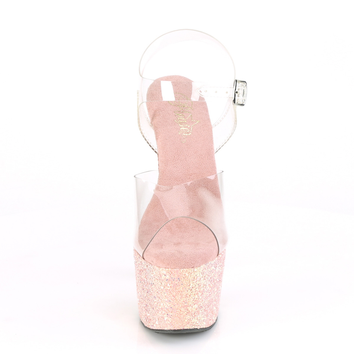 Pleaser Adore-708LG C/DTBHG - Průhledné sandály na vysoké platformě