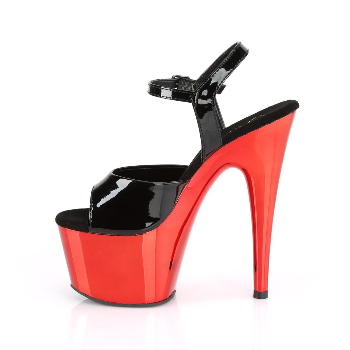 Pleaser Adore-709 B/RCH - Lesklé černé sandály na vysoké platformě