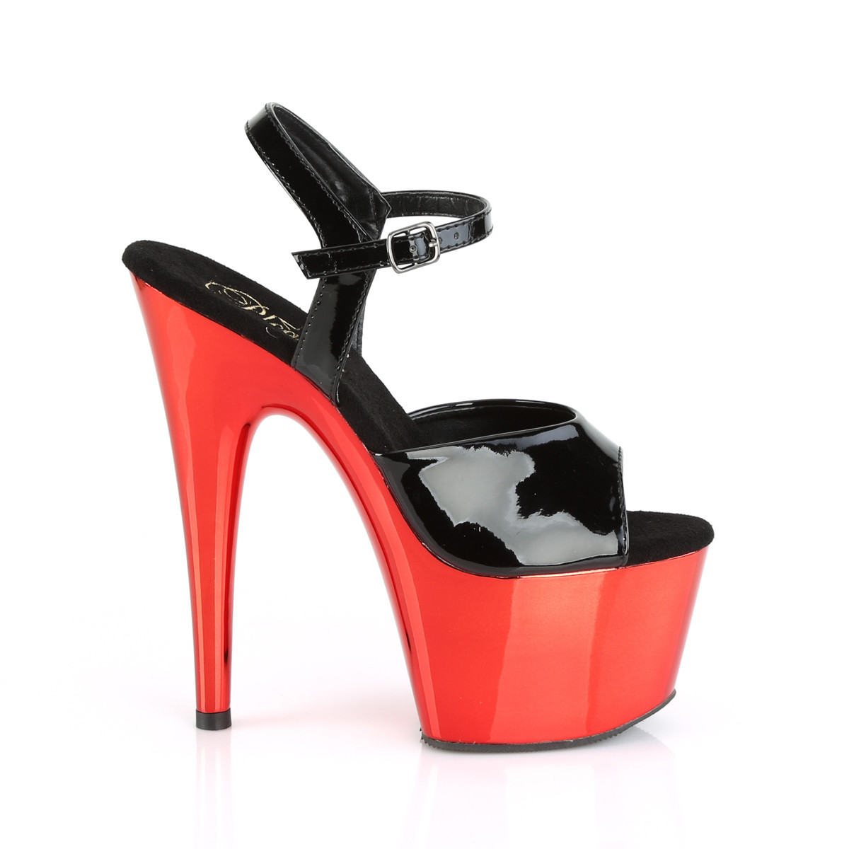 Pleaser Adore-709 B/RCH - Lesklé černé sandály na vysoké platformě