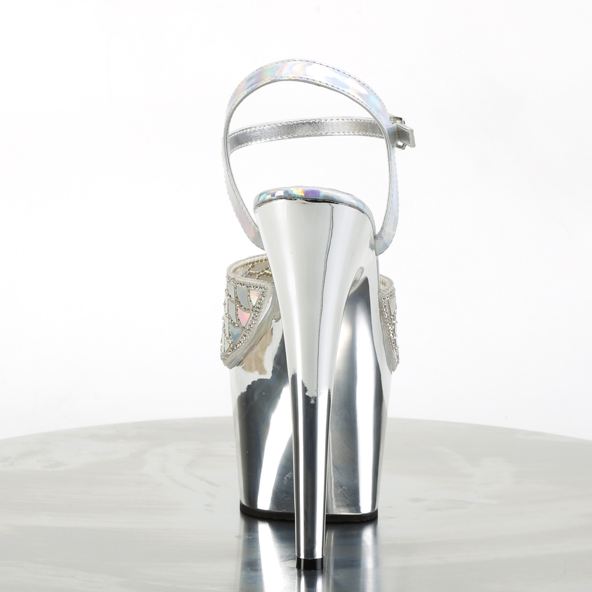 Pleaser Adore-709MMRS SHG/SCH - Stříbrné sandály na vysoké platformě