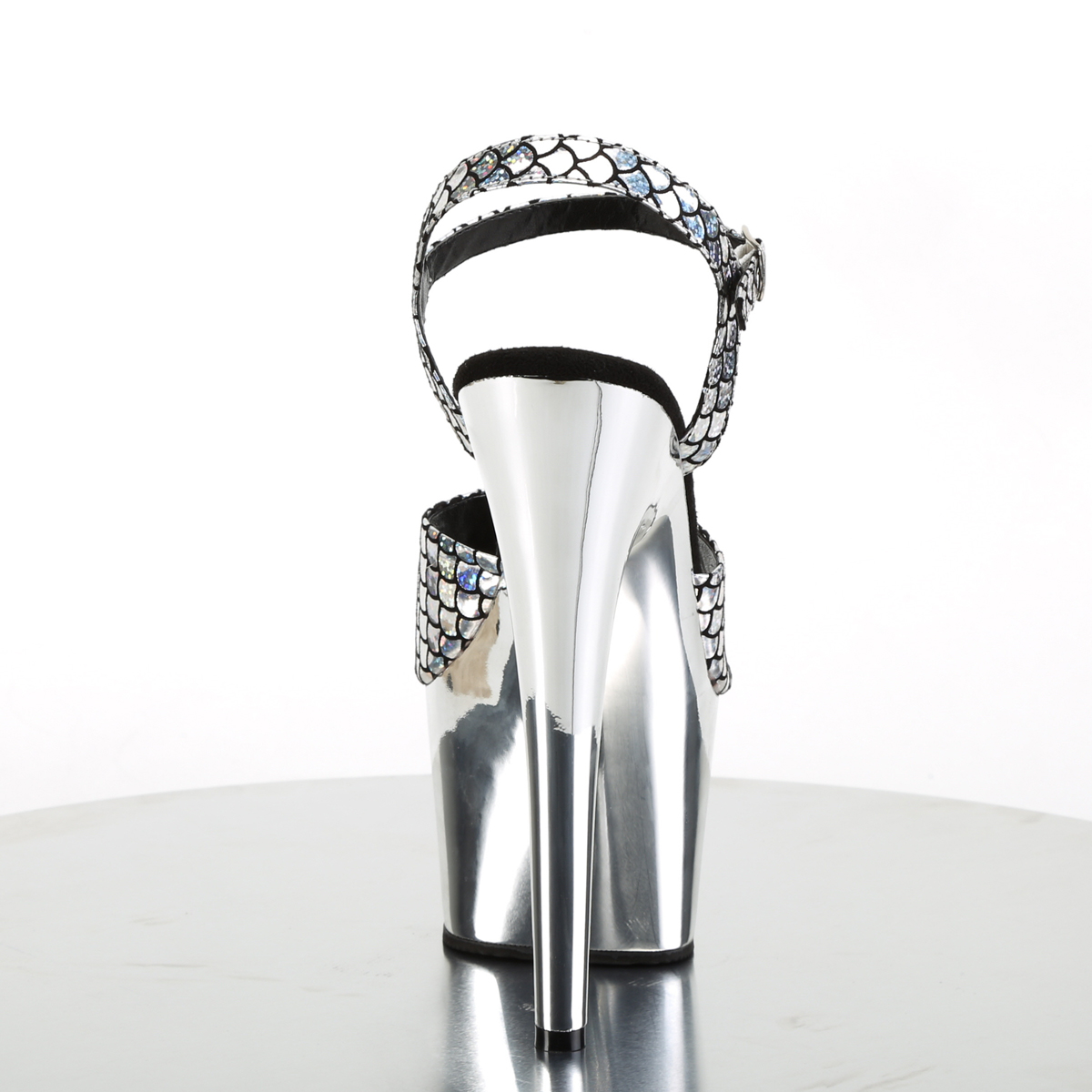 Pleaser Adore-709MSC SHG/SCH - Stříbrné sandály na vysoké platformě