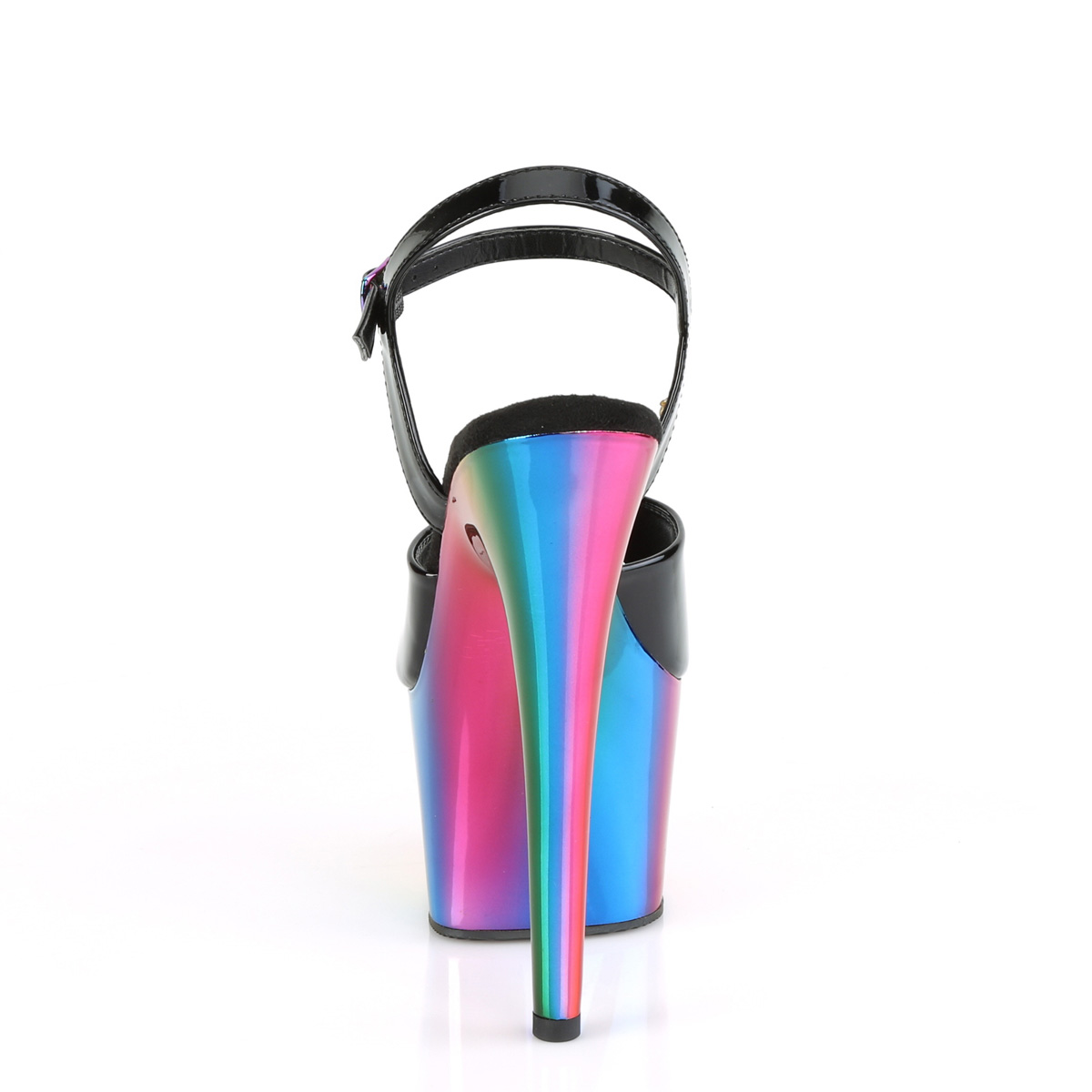 Pleaser Adore-709RC B/RBOWCH - Lesklé černé sandály na vysoké platformě
