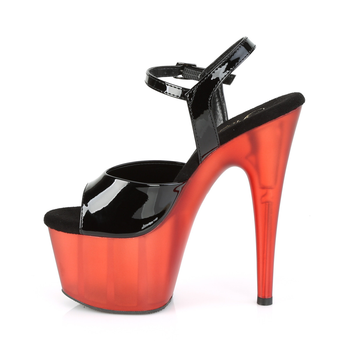 Pleaser Adore-709T B/R - Lesklé černé sandály na vysoké platformě