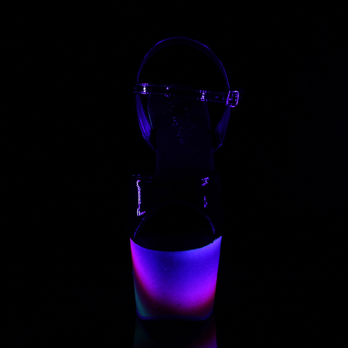 Pleaser Adore-709WR B/RBOWG - Lesklé černé sandály na vysoké platformě