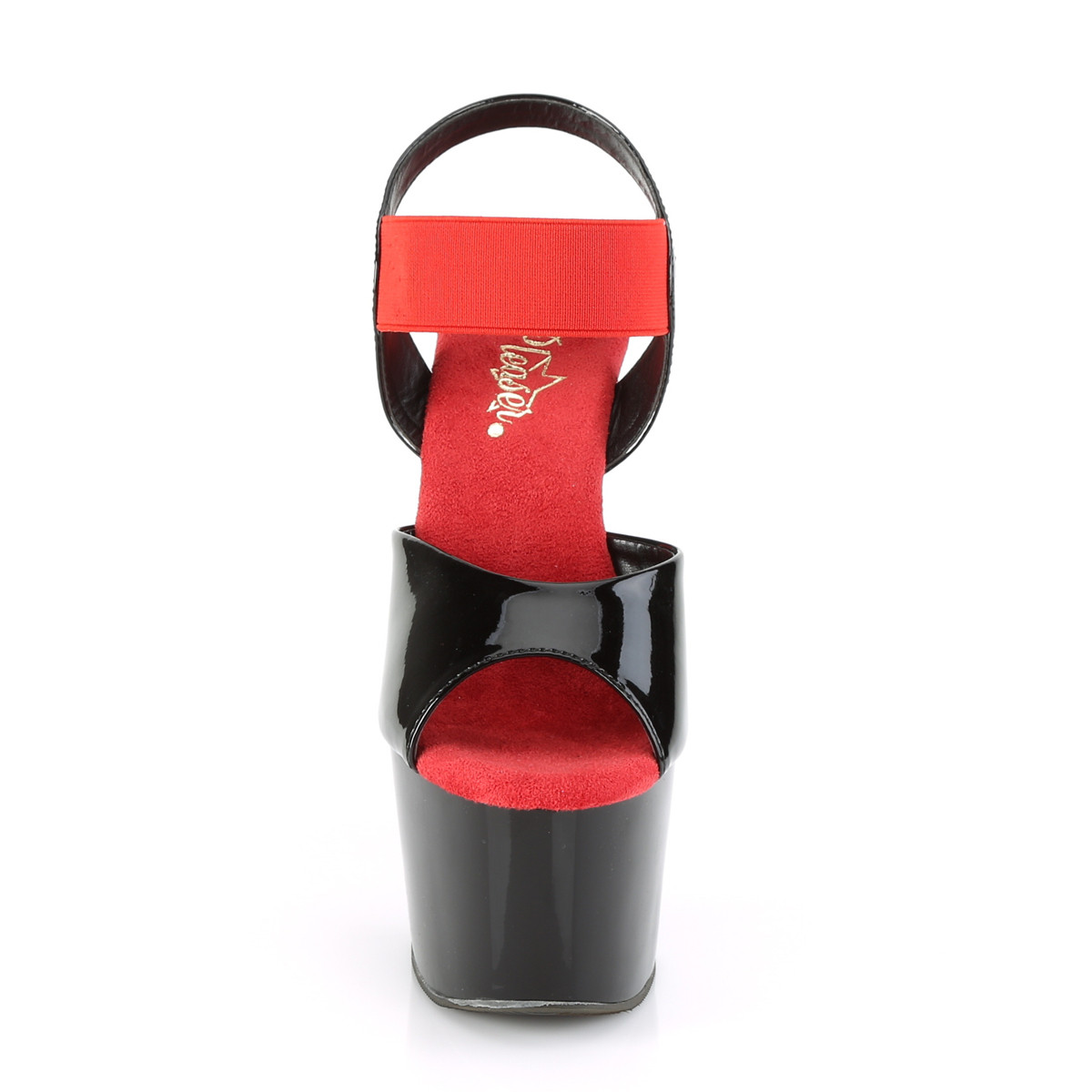 Pleaser Adore-714 BPT-RELS/B - Lesklé černé sandály na vysoké platformě