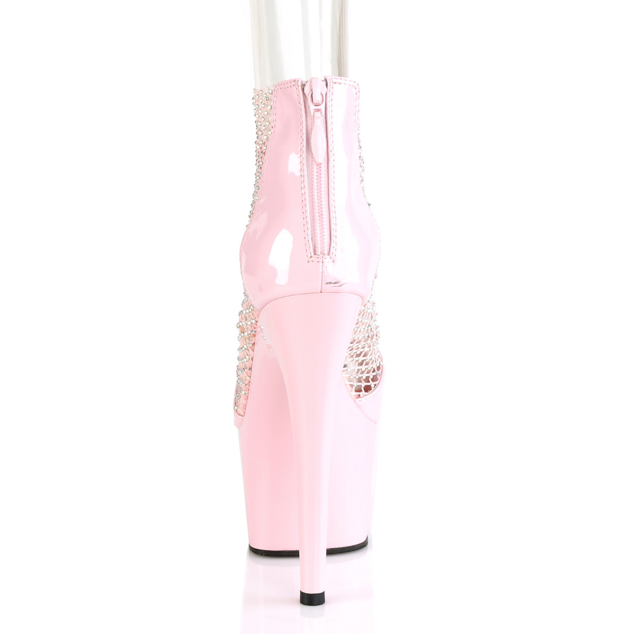 Pleaser Adore-765RM BPPT-MS/M - Lesklé růžové boty s páskem přes kotník na vysoké platformě