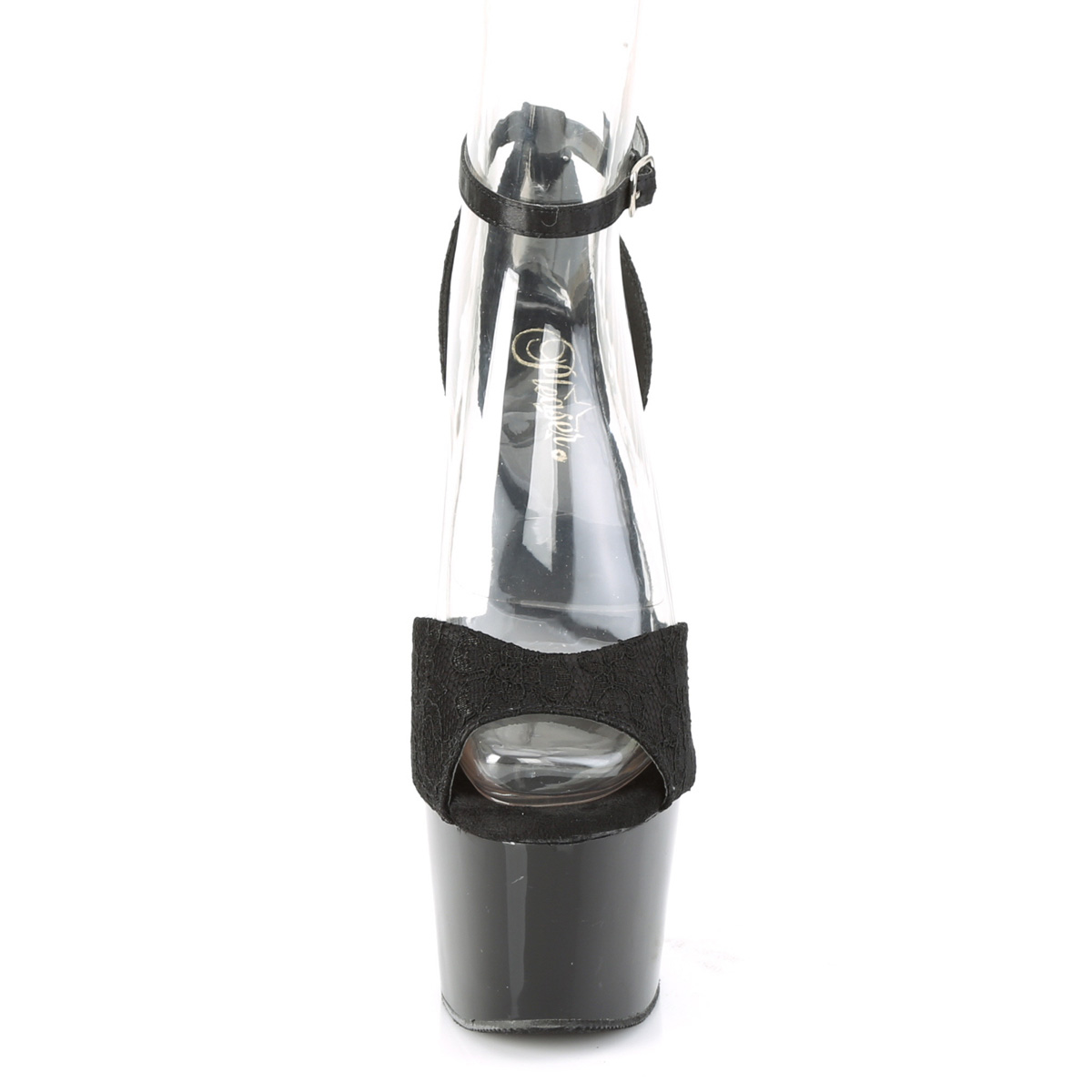 Pleaser Adore-768 BSA-BLC/M - Černé boty s páskem přes kotník na vysoké platformě