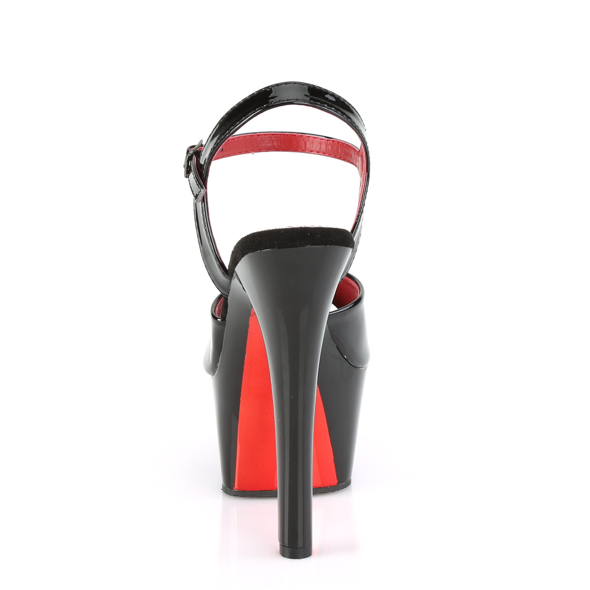 Pleaser Aspire-609TT B/B-RCH - Lesklé černé sandály na platformě s vysokými podpatky