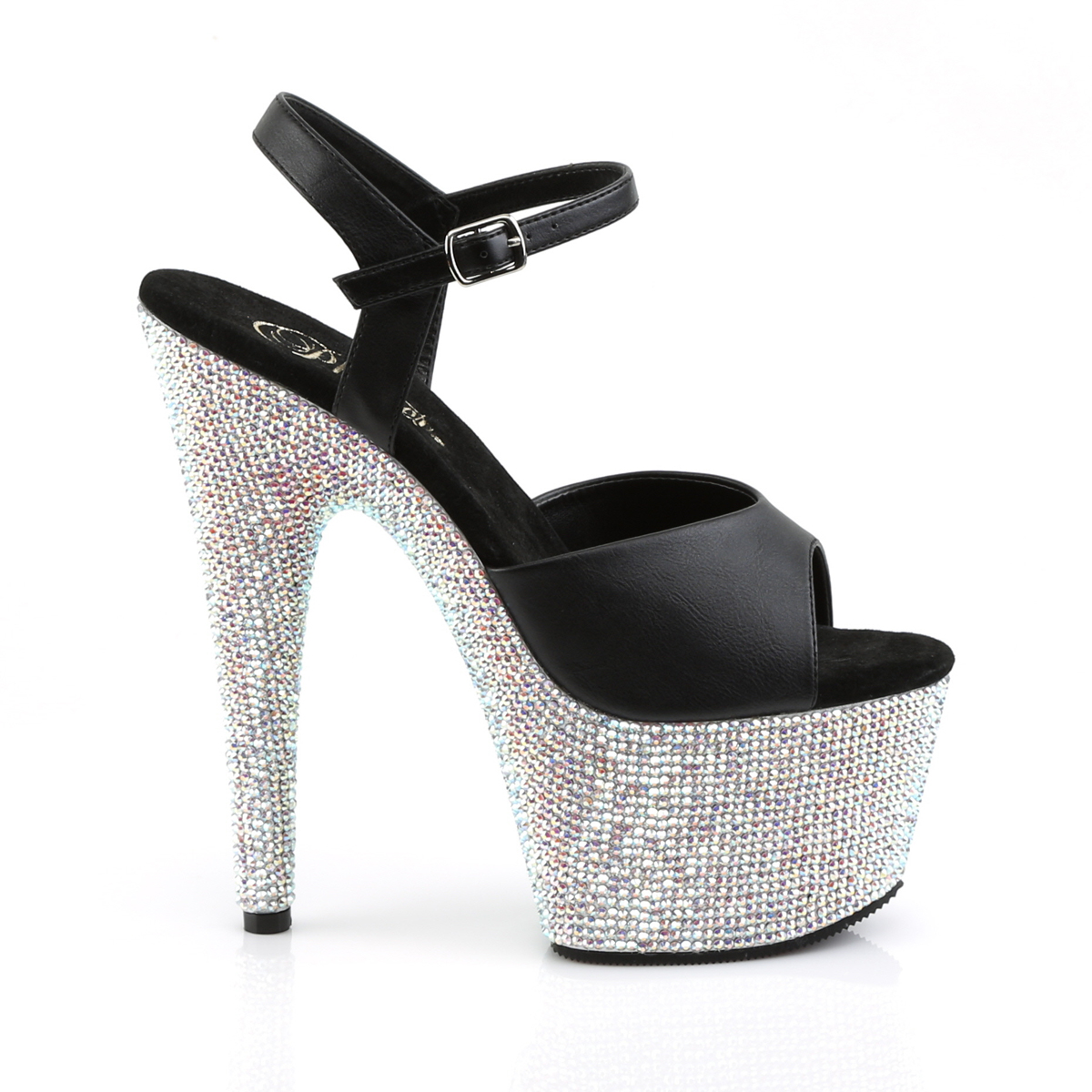 Pleaser Bejeweled-709DM BPU/SMRS - Černé sandály na vysoké platformě