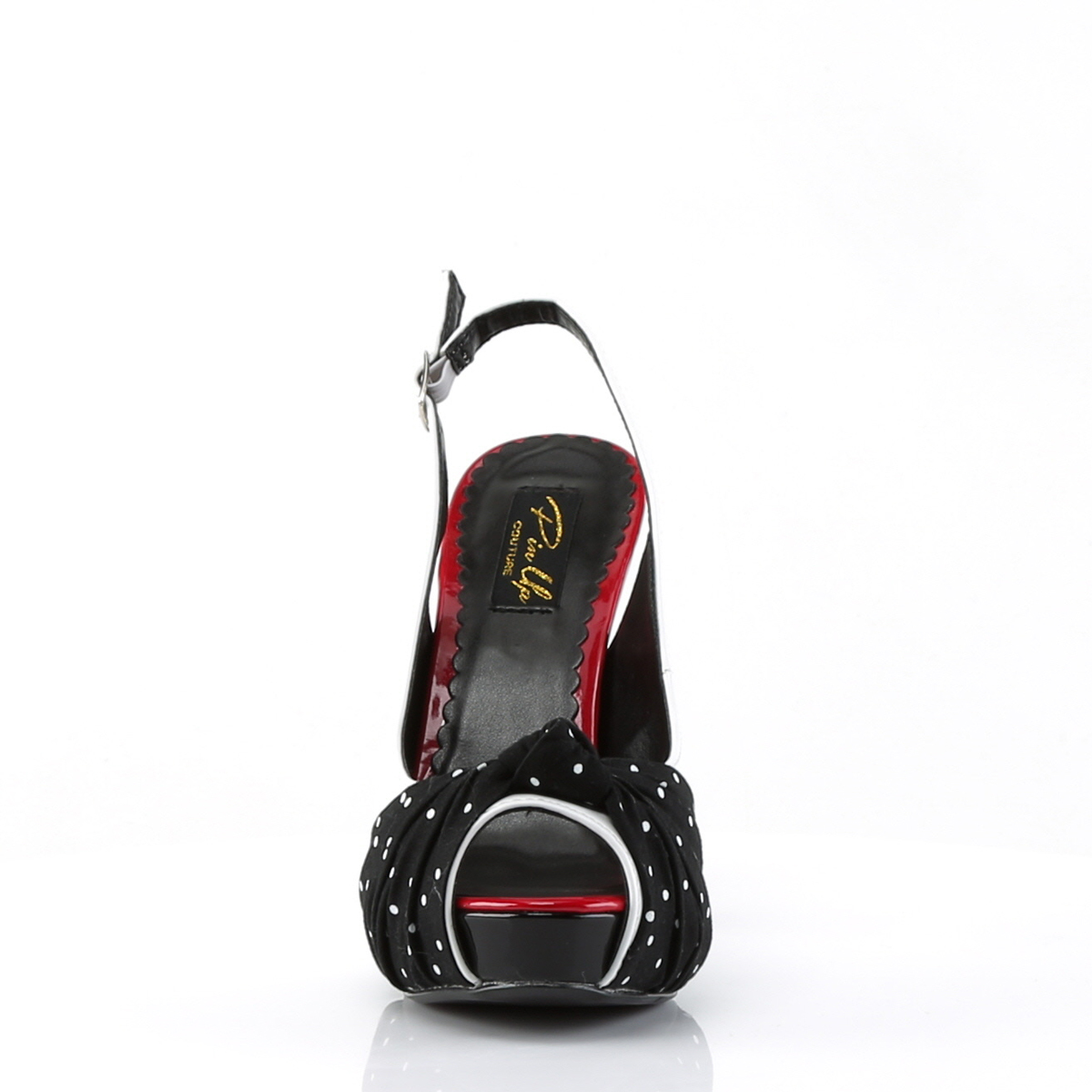 Pin Up Couture Bettie-09 W-BF - Lesklé bílé lodičky s otevřenou špičkou a volnou patou