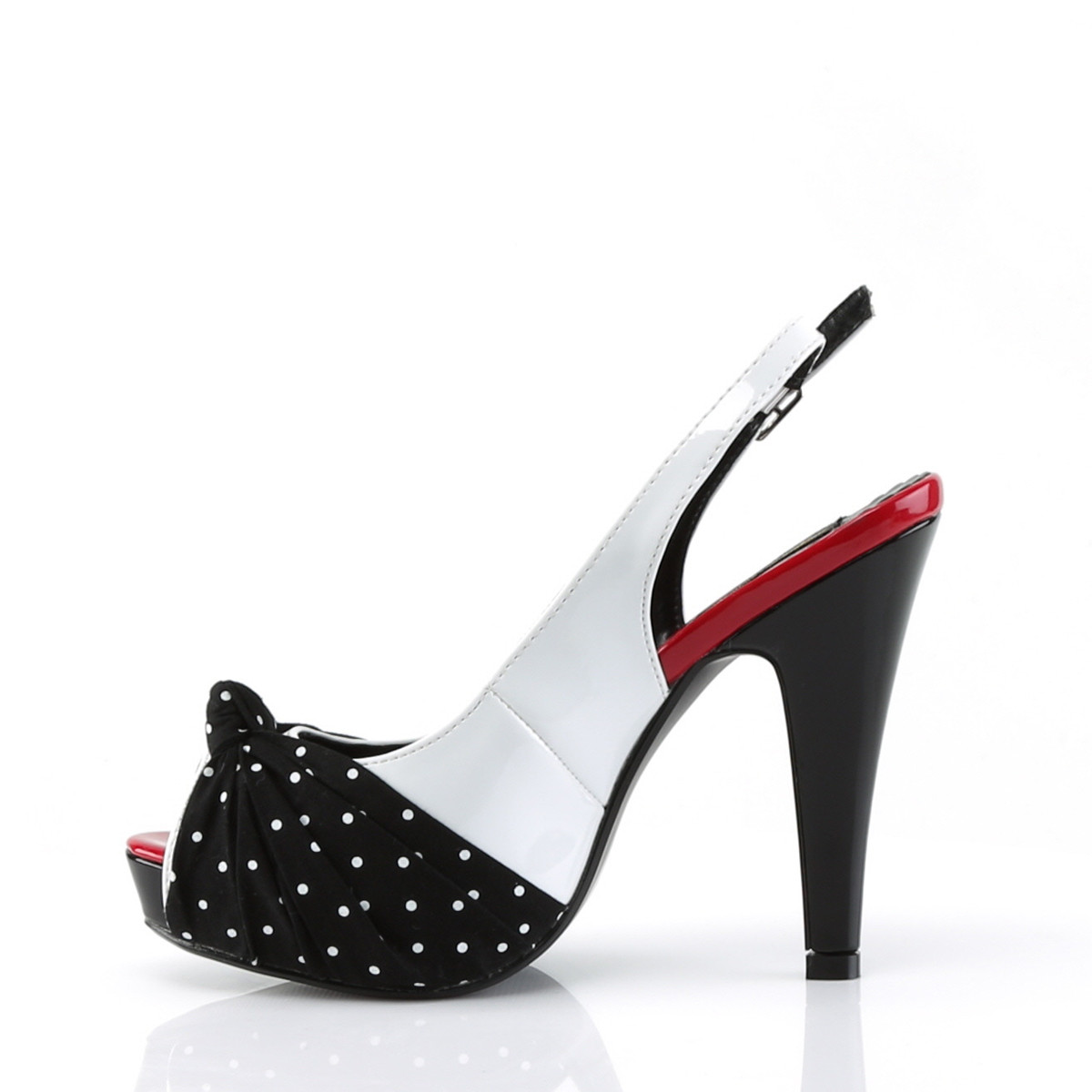 Pin Up Couture Bettie-09 W-BF - Lesklé bílé lodičky s otevřenou špičkou a volnou patou