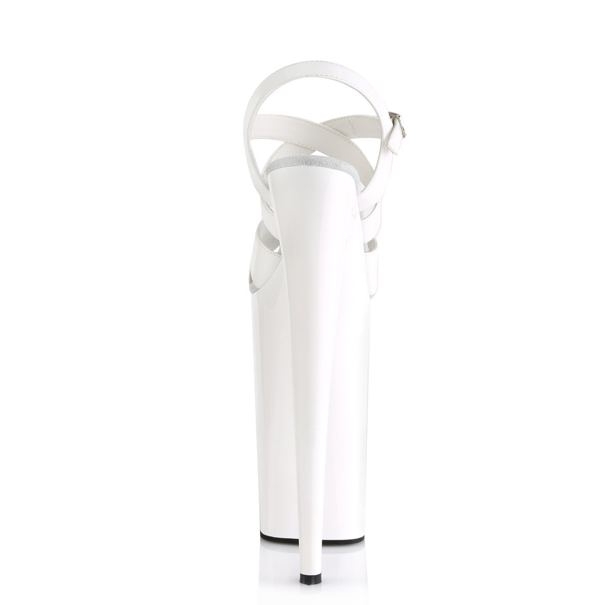 Pleaser Beyond-097 W/M - Lesklé bílé sandály na vysoké platformě