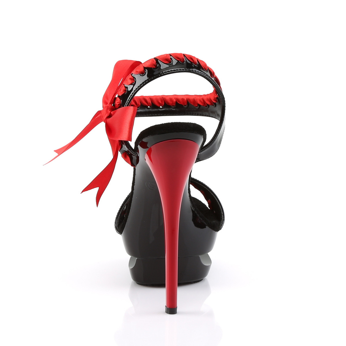 Pleaser Blondie-615 B-R/M - Lesklé černé sandály na platformě s vysokými podpatky