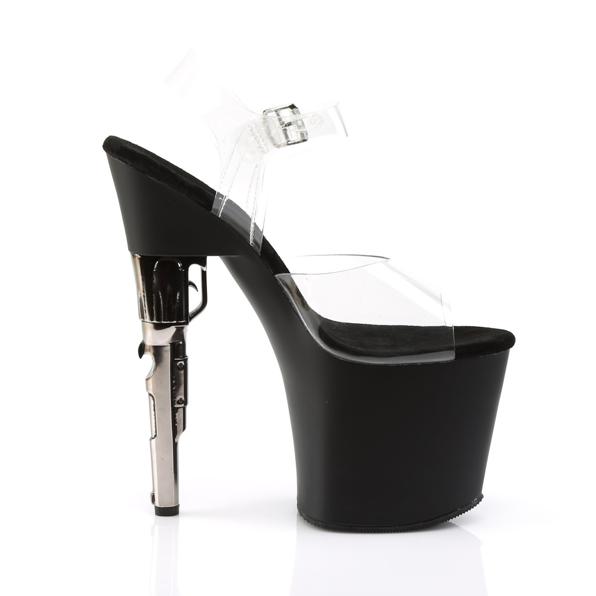 Pleaser Bondgirl-708 C/B - Průhledné sandály na vysoké platformě