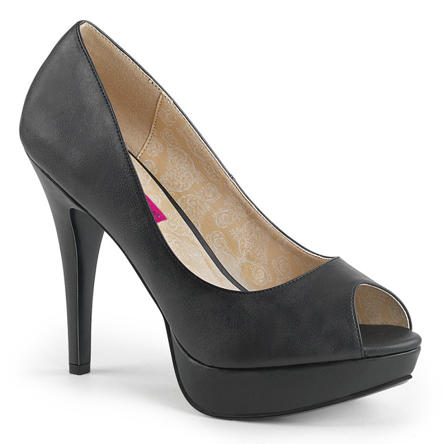 Pleaser Pink Label Chloe-01 BPU - Černé lodičky s otevřenou špičkou na platformě s vysokými podpatky