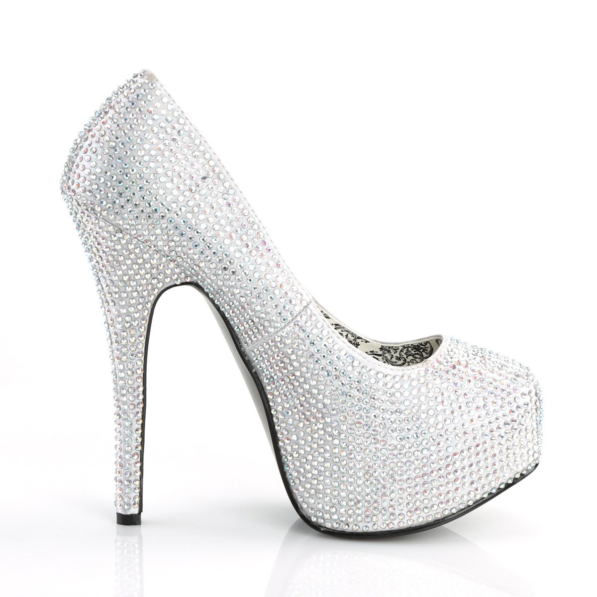 Bordello Teeze-06R SSA-IRIDRS - Stříbrné lodičky na platformě s vysokými podpatky