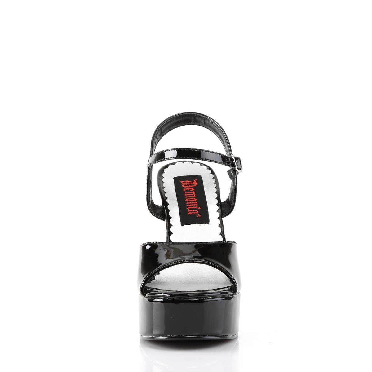 Demonia Dolly-09 B - Lesklé černé sandály na platformě s vysokými podpatky