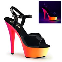 Černé fluorescenční sandálky na platformě Pleaser Rainbow-209UV