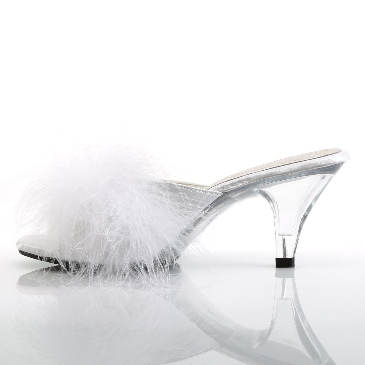 Fabulicious Belle-301F W/SAT - Bílé pantofle na podpatku