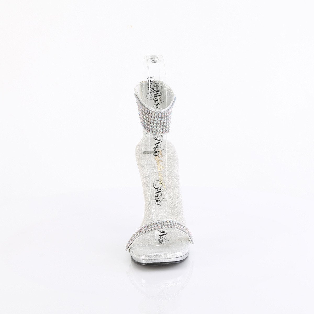 Fabulicious Chic-40 SFA-RS/M - Stříbrné boty s páskem přes kotník na vysokém podpatku