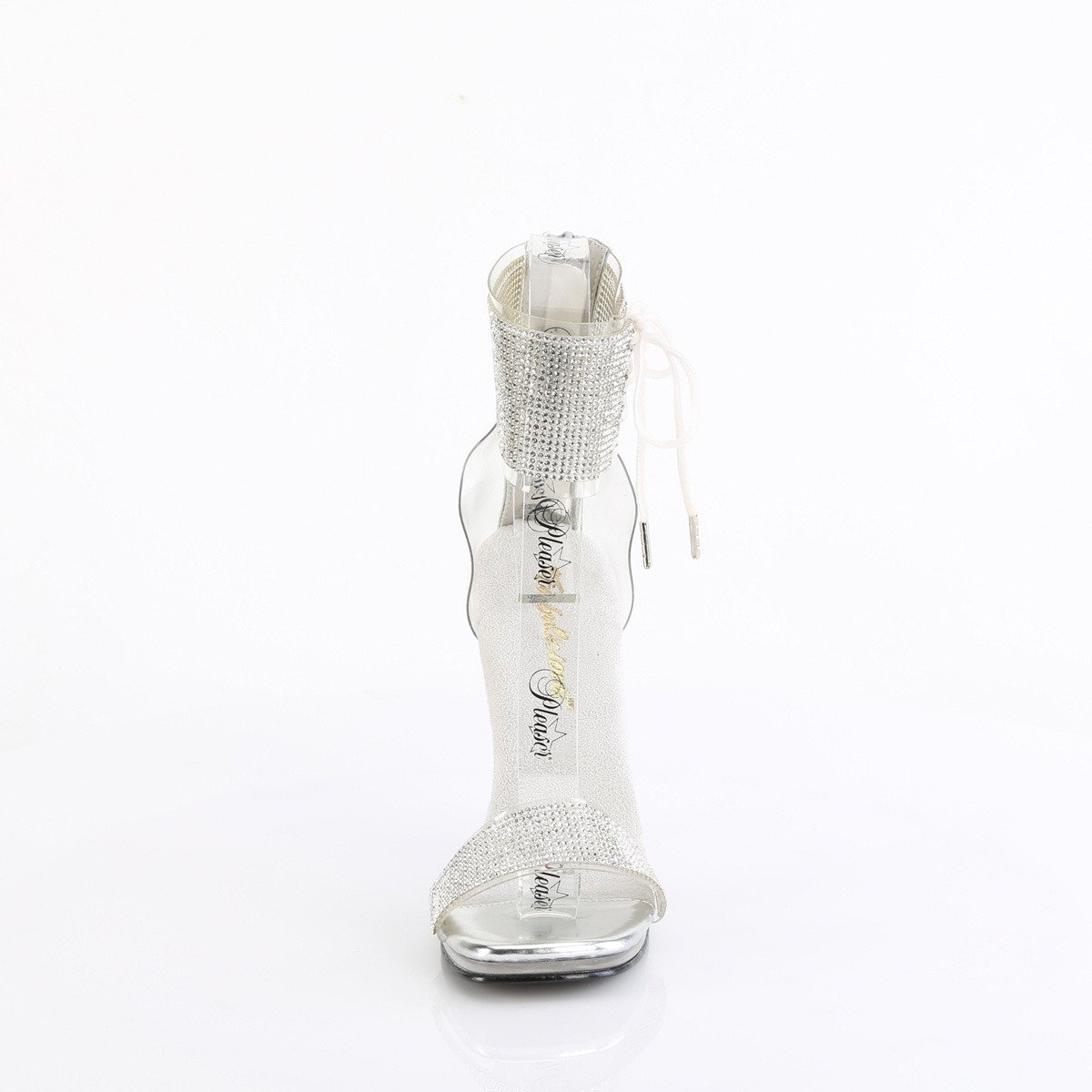 Fabulicious Chic-47 C-S/C - Průhledné boty s páskem přes kotník na vysokém podpatku