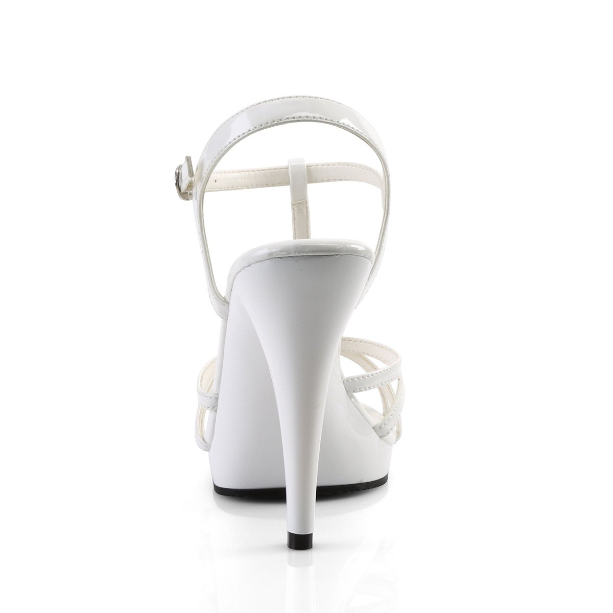 Fabulicious Flair-420 W/M - Lesklé bílé sandály na vysokém podpatku
