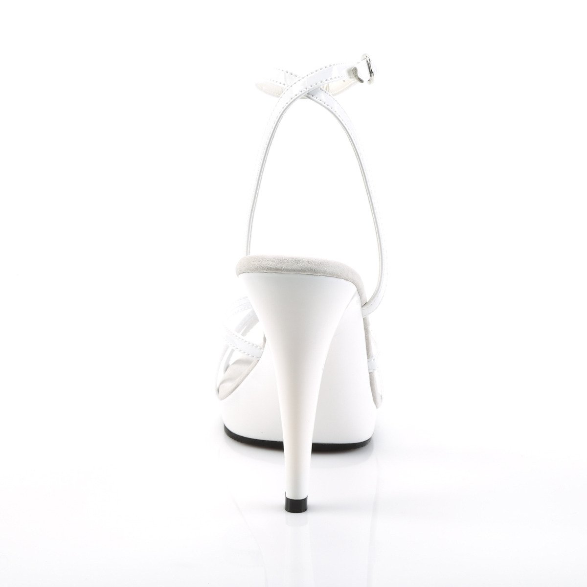 Fabulicious Flair-436 W/M - Lesklé bílé sandály na vysokém podpatku