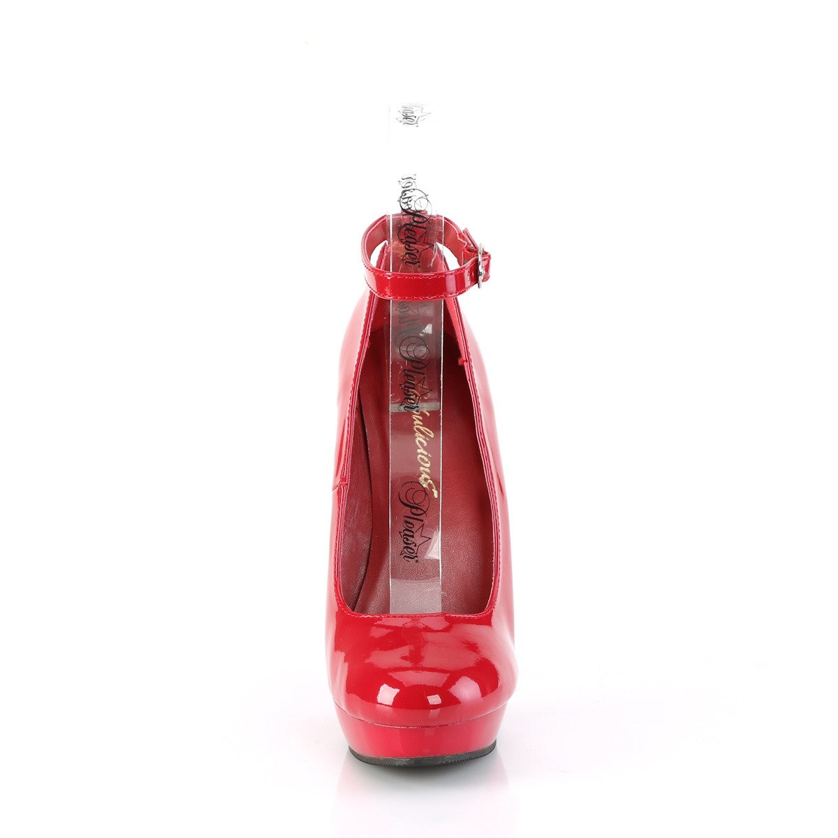 Fabulicious Sultry-686 R/M - Lesklé červené lodičky s páskem na vysokém podpatku