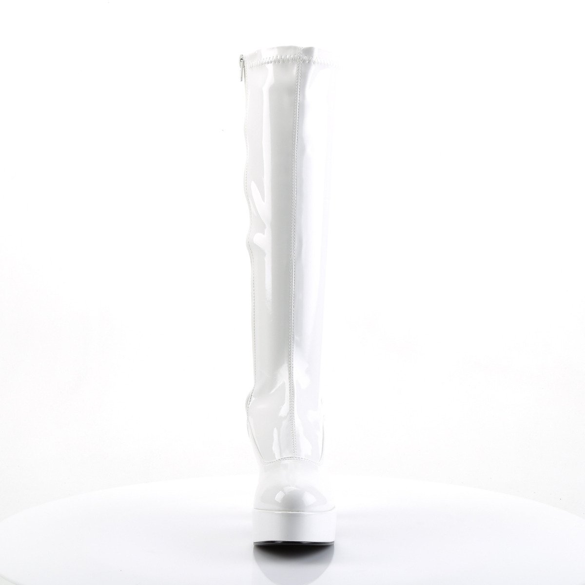 Funtasma Exotica-2000 W - Lesklé bílé kozačky na platformě s vysokými podpatky