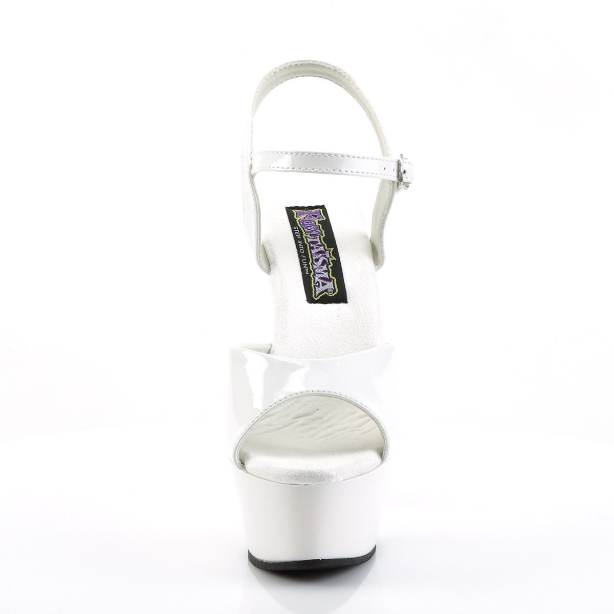 Funtasma Juliet-209 W/M - Lesklé bílé sandály na platformě s vysokými podpatky