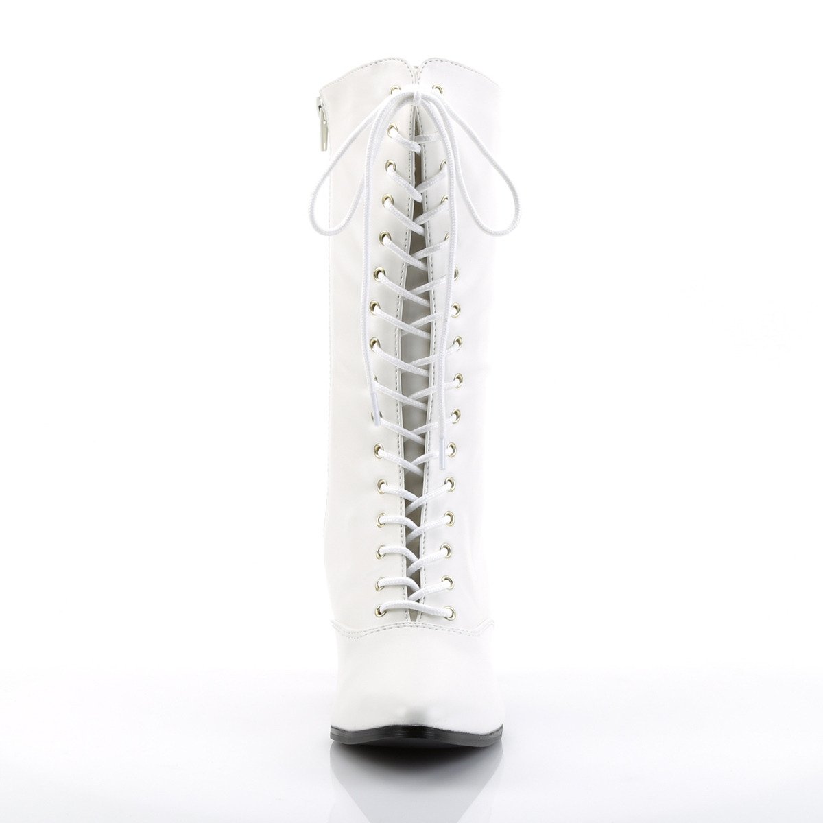 Funtasma Victorian-120 W/PU - Bílé viktoriánské boty s širokými podpatky