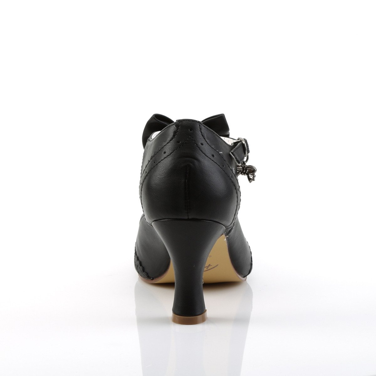 Pin Up Couture Flapper-11 BPU - Černé lodičky s páskem bez platformy s širokými podpatky