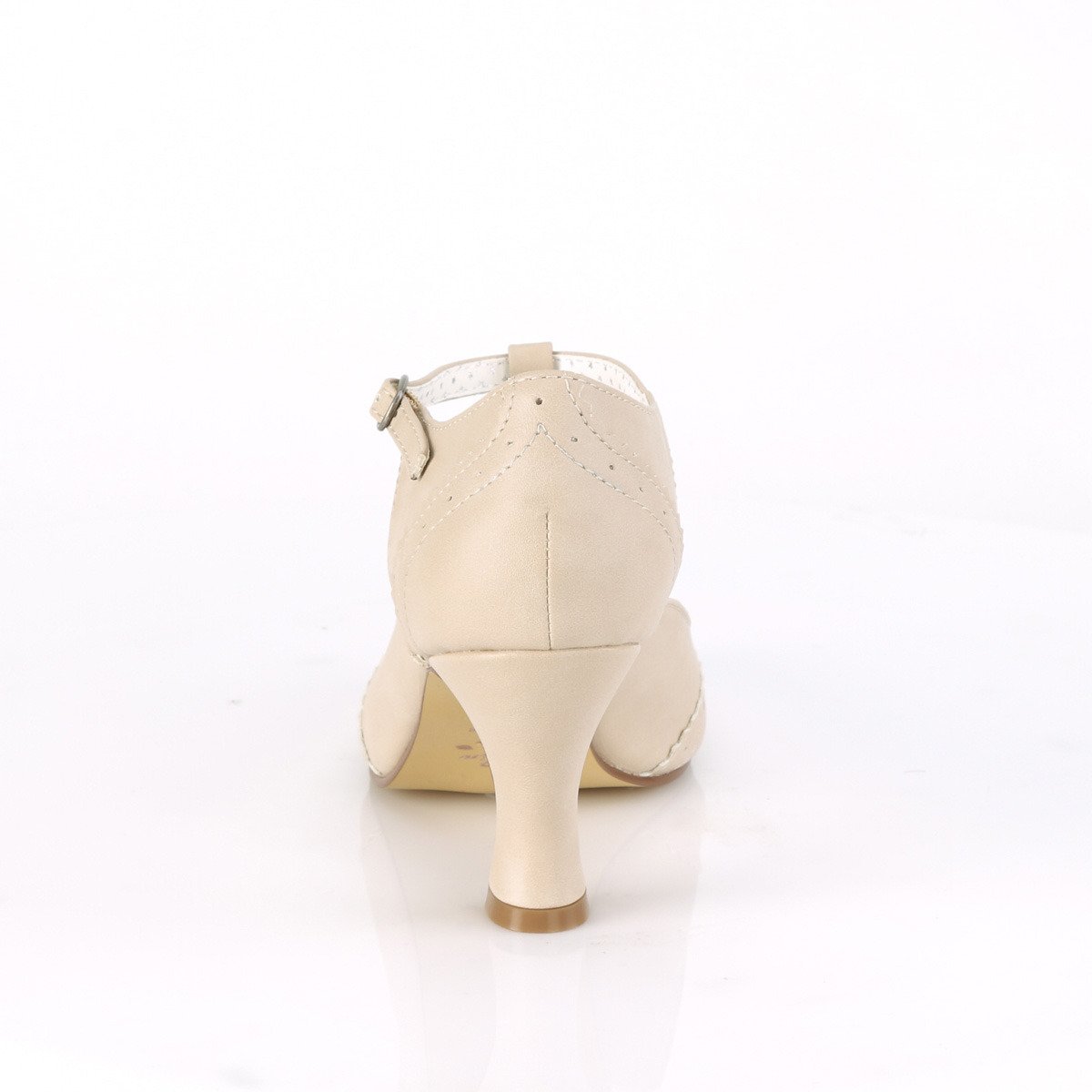 Pin Up Couture Flapper-26 CRPU - Béžové lodičky s páskem bez platformy s širokými podpatky