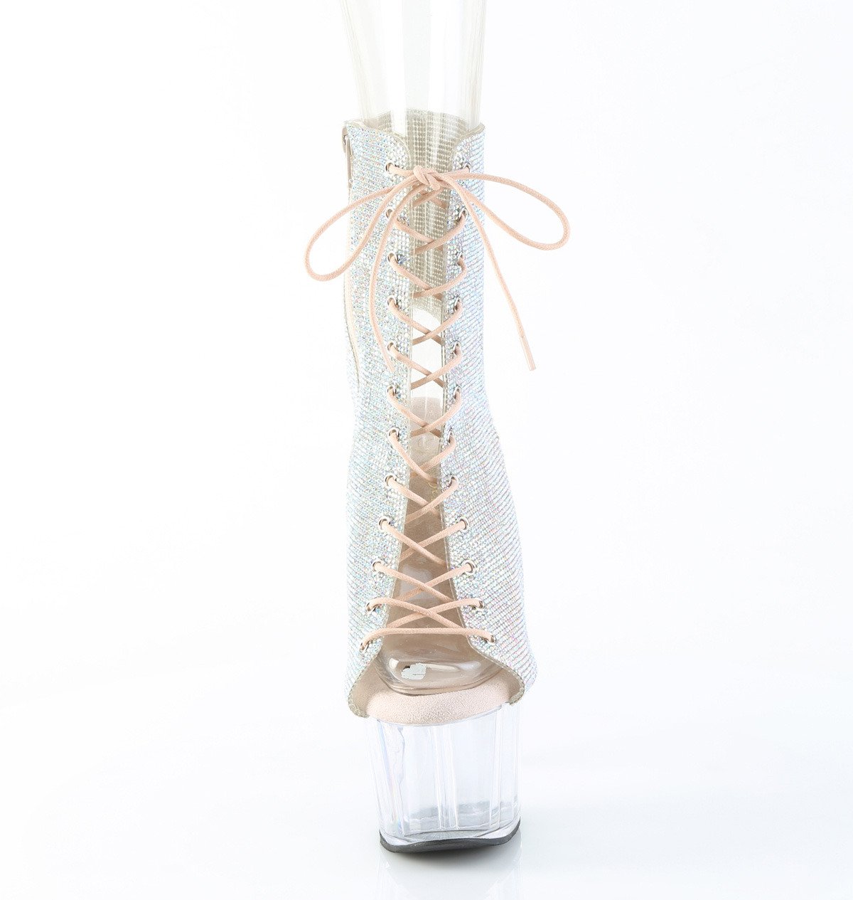 Pleaser Adore-1016C-RS SRS/C - Bílé kozačky s otevřenou špičkou na vysoké platformě