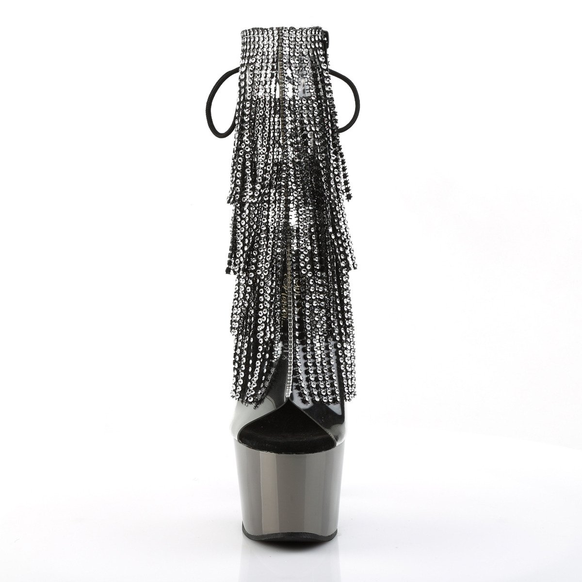 Pleaser Adore-1017RSF C-B/PWCH - Průhledné kozačky s otevřenou špičkou na vysoké platformě