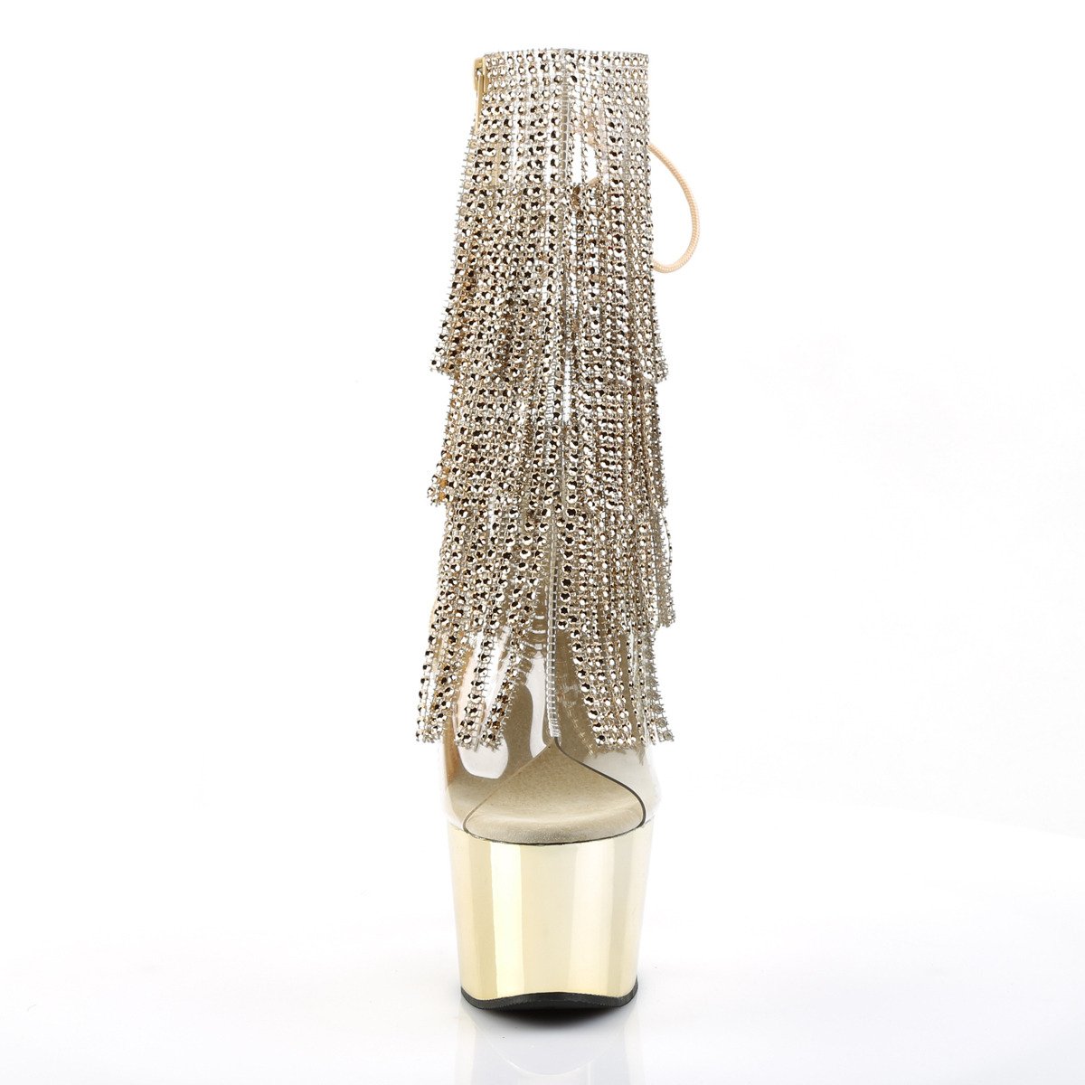 Pleaser Adore-1017RSF C-G/GCH - Průhledné kozačky s otevřenou špičkou na vysoké platformě