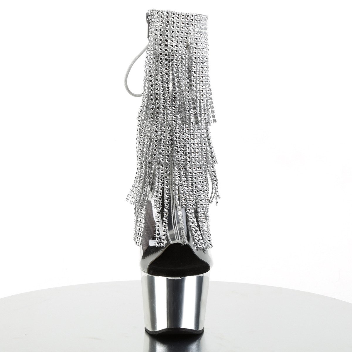 Pleaser Adore-1017RSF C-S/SCH - Průhledné kozačky s otevřenou špičkou na vysoké platformě