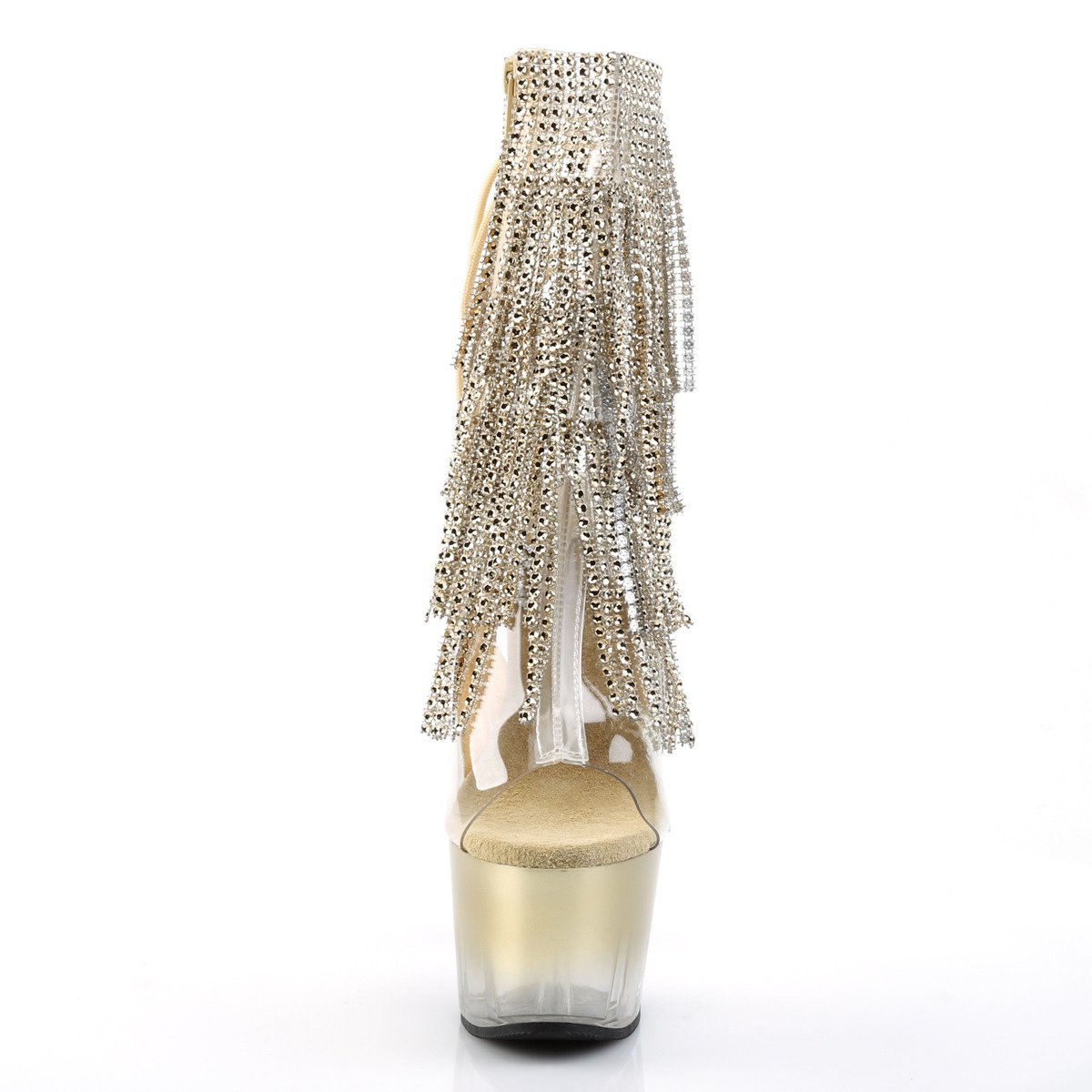 Pleaser Adore-1017RSFT C-G/M - Průhledné kozačky s otevřenou špičkou na vysoké platformě