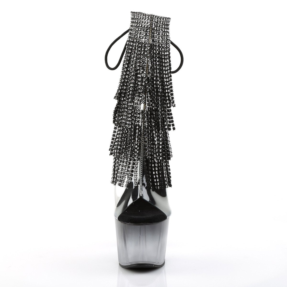 Pleaser Adore-1017RSFT C-B/M - Průhledné kozačky s otevřenou špičkou na vysoké platformě