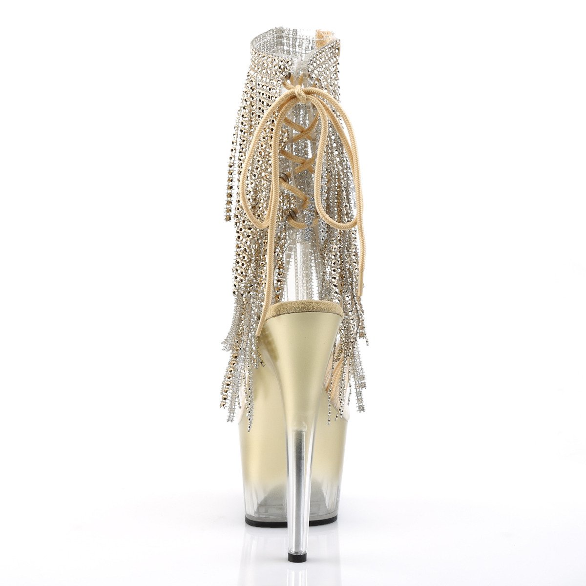 Pleaser Adore-1017RSFT C-G/M - Průhledné kozačky s otevřenou špičkou na vysoké platformě