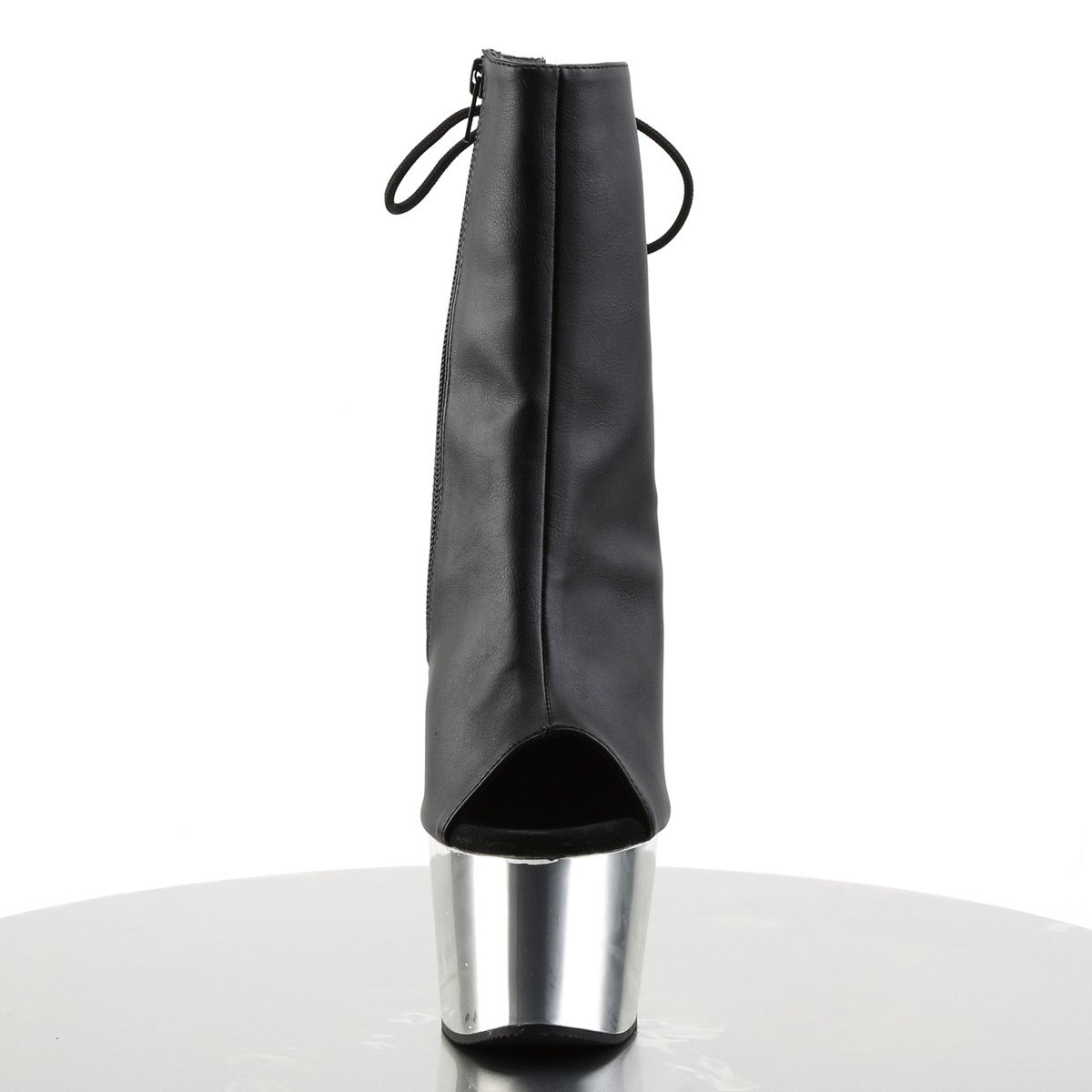 Pleaser Adore-1018 BPU/SCH - Černé kozačky s otevřenou špičkou na vysoké platformě